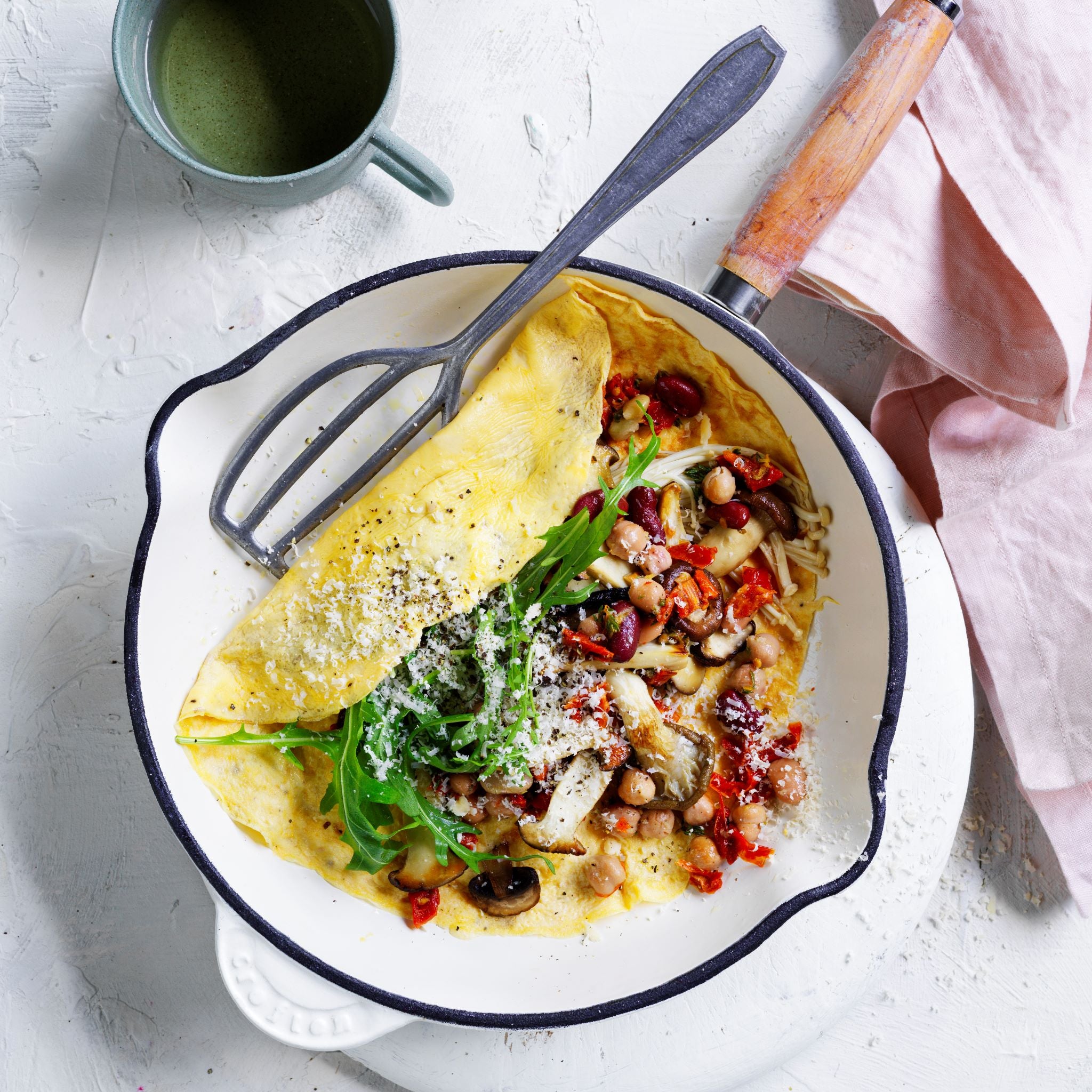 Fluffy Parmesan Mushroom Omelette