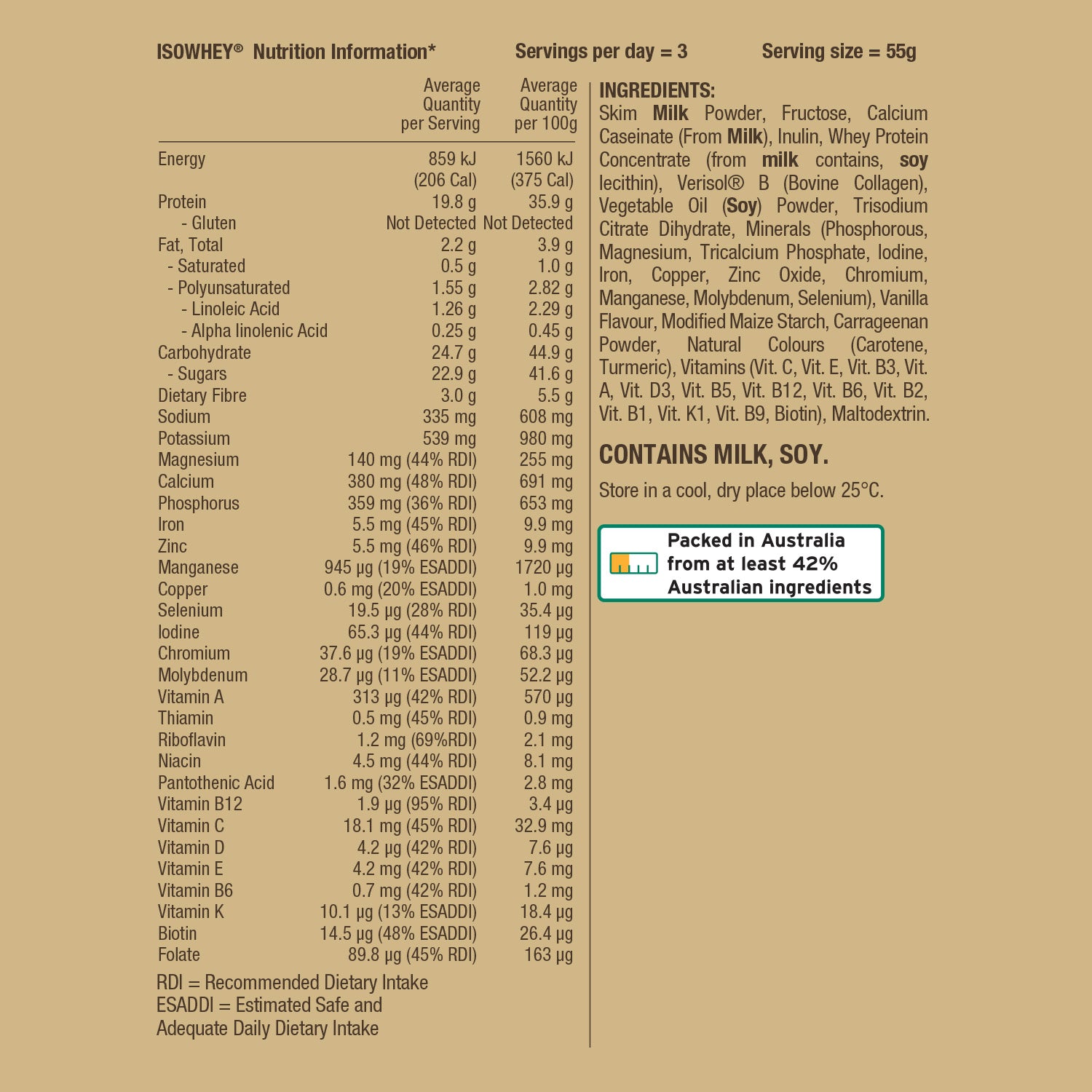 IsoWhey Optimum VLCD Shake French Vanilla 18x55g