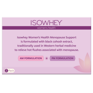 Isowhey Women's Health Menopause Support packaging on a white background