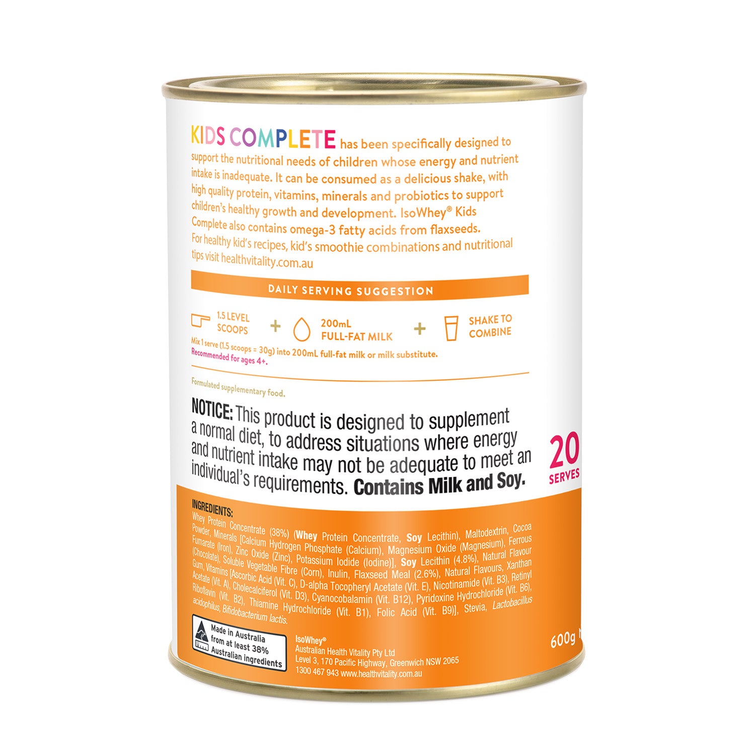 IsoWhey Clinical Nutrition Kids Complete Chocolate 600g