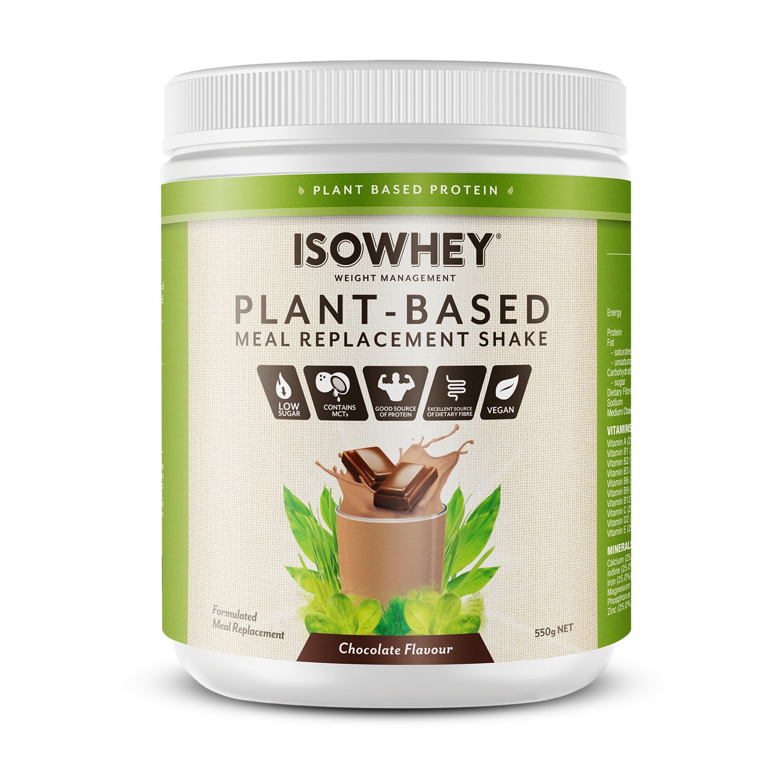 IsoWhey Plant-Based Meal Replacement Shake Chocolate 550g