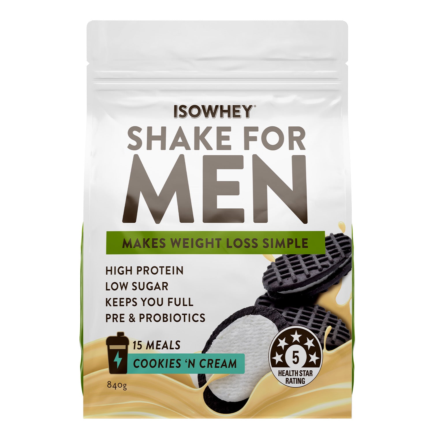 IsoWhey Men's Shake Cookies & Cream 840g