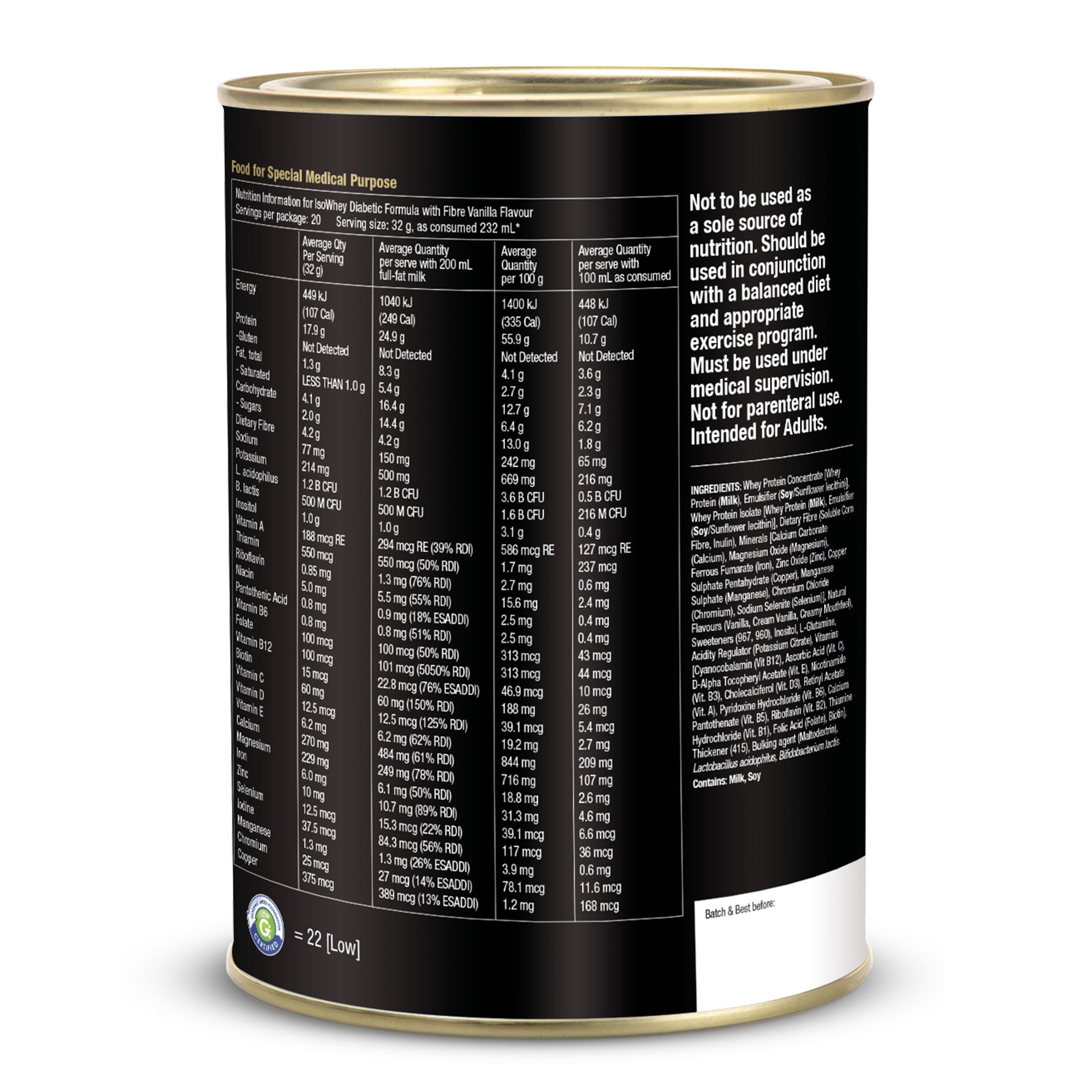 Isowhey GLP-1 Support Diabetic Formula Vanilla 640g