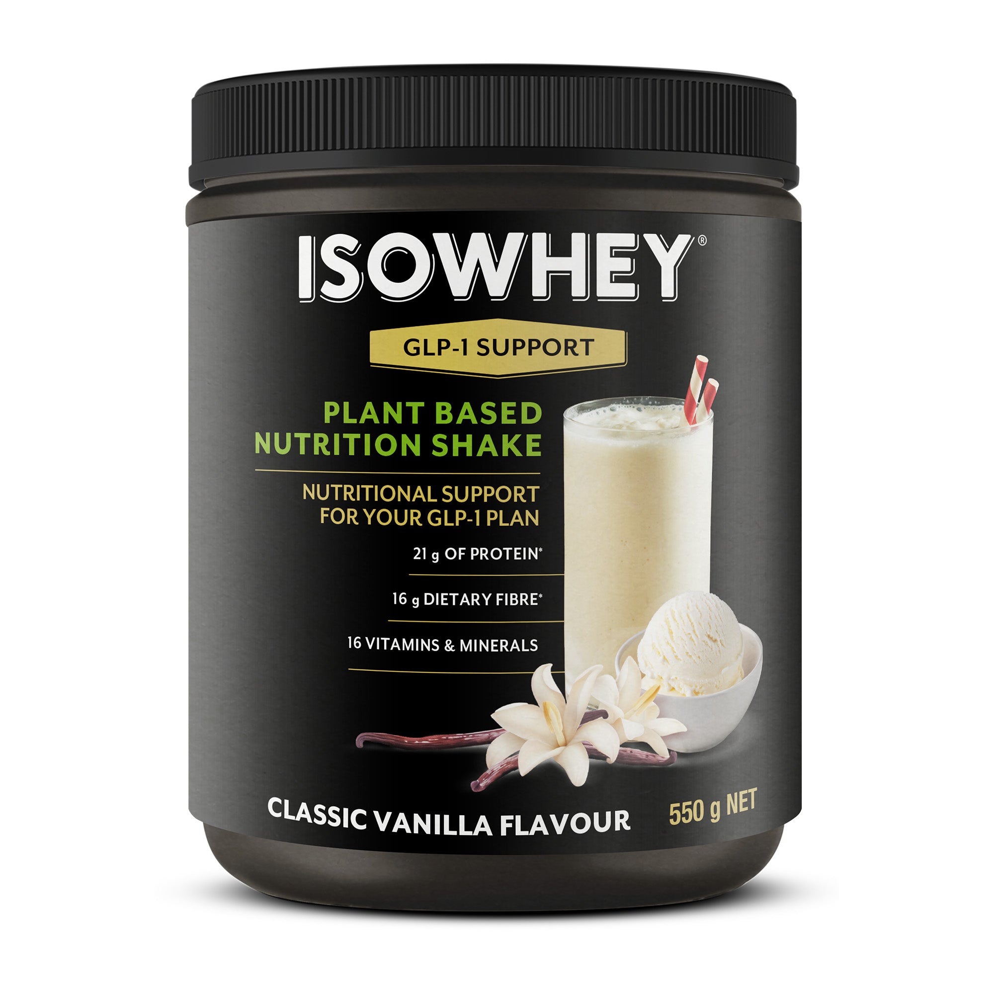 IsoWhey GLP-1 Support Plant-Based Nutrition Shake Vanilla 550g