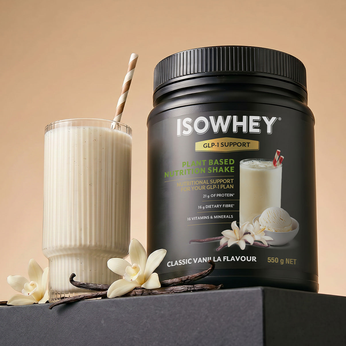 IsoWhey GLP-1 Support Plant-Based Nutrition Shake Vanilla 550g