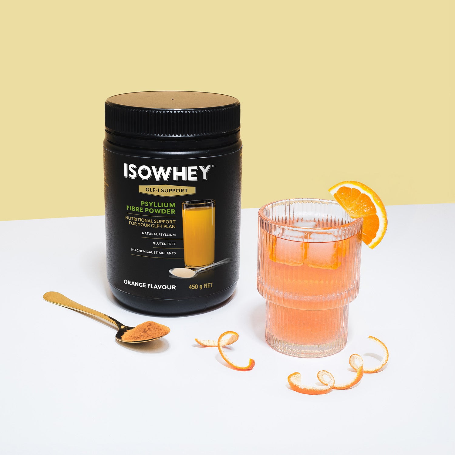 IsoWhey GLP-1 Support Psyllium Fibre Powder 450g Orange Flavour