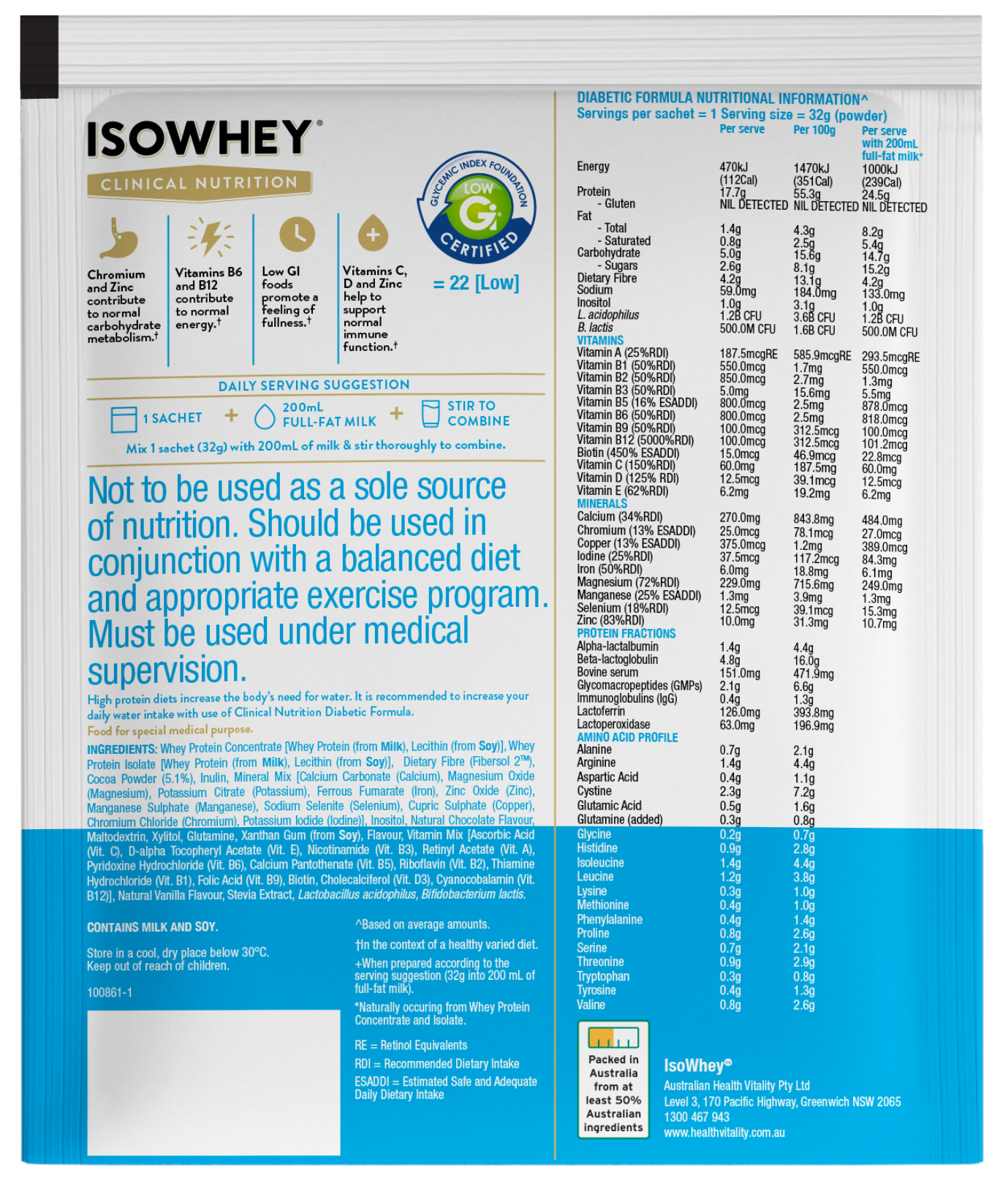 IsoWhey Diabetic Chocolate 32g