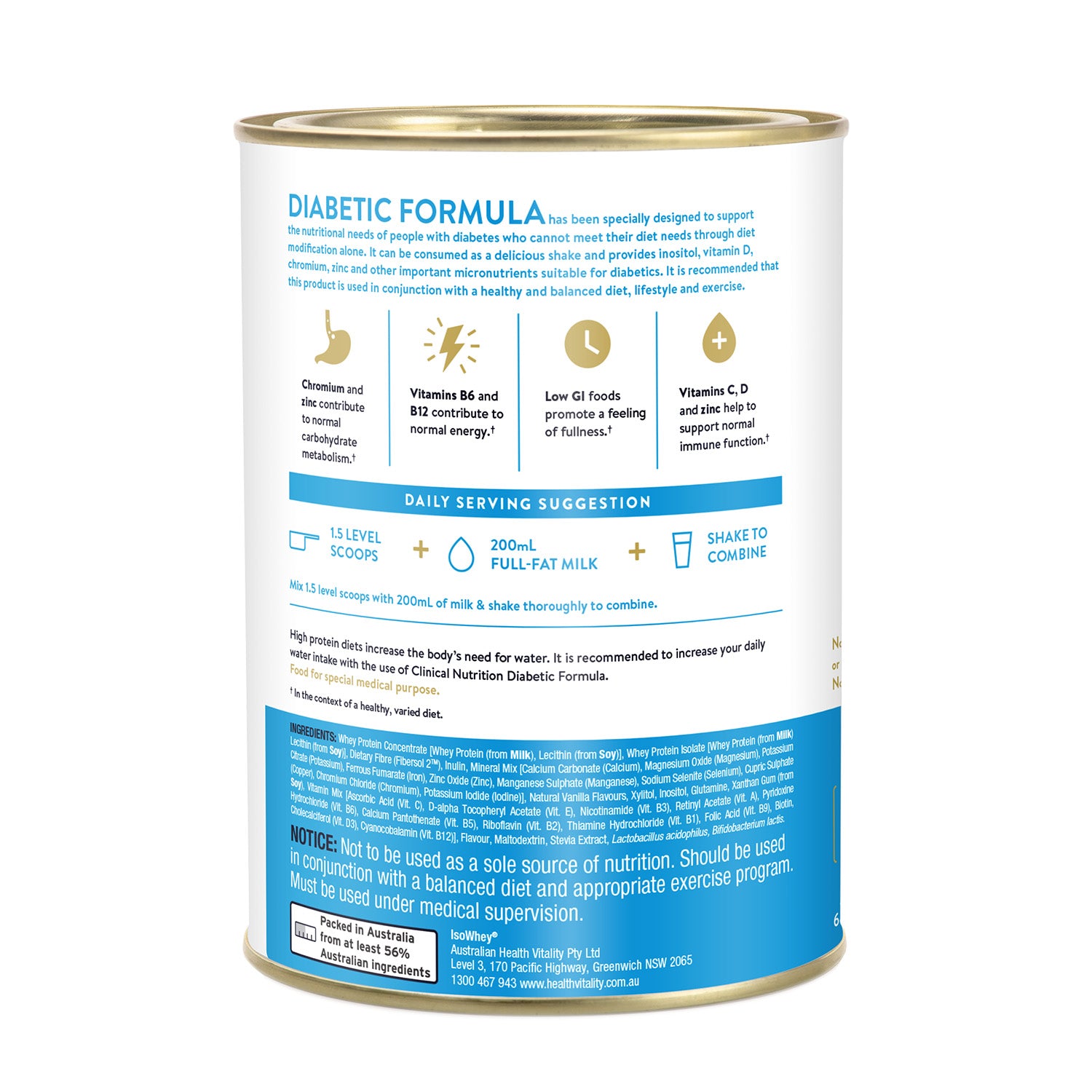 IsoWhey Clinical Nutrition Diabetic Formula Vanilla 640g