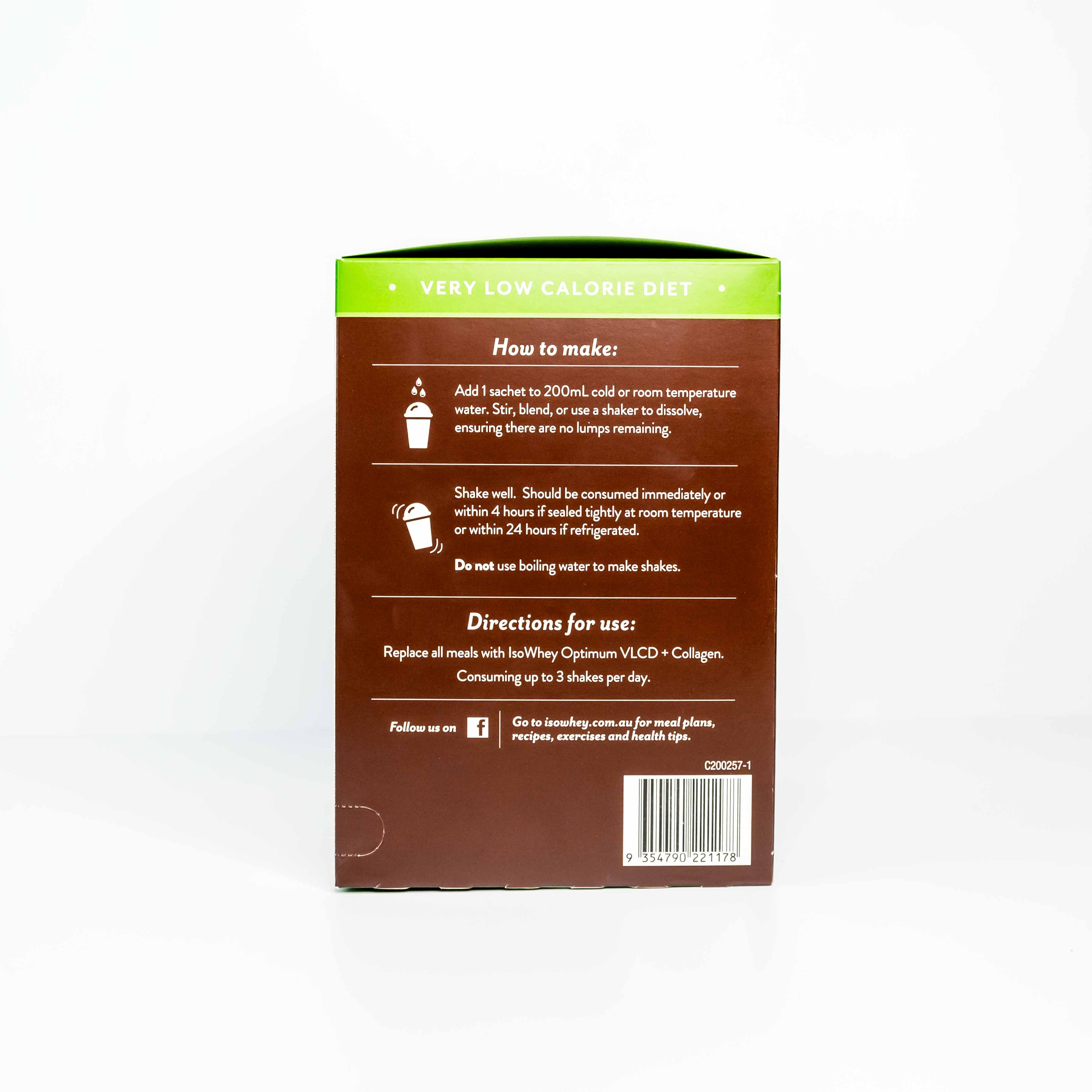 IsoWhey Optimum VLCD Shake Chocolate Fudge 18x55g direction for use