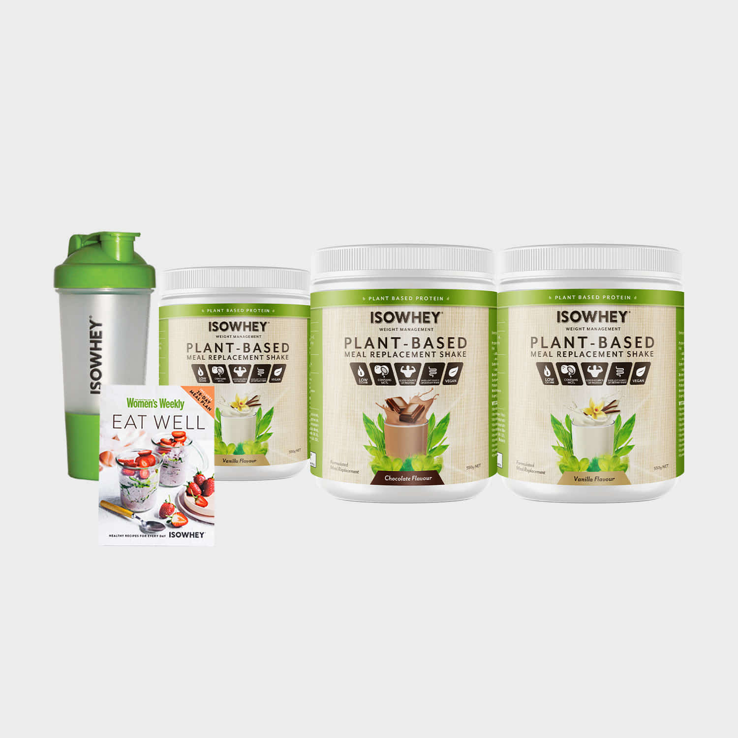 IsoWhey Plant Based 28-Day Challenge Bundle | 3 x Plant Based Shake Tubs + 1 x Shaker