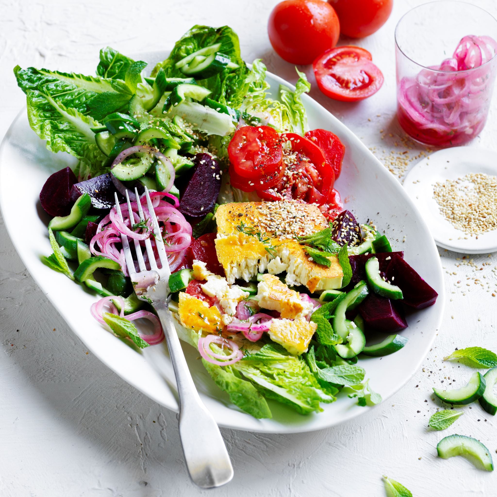 Greek Beetroot & Grilled Feta Salad