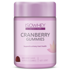 Isowhey Cranberry Gummies container on a white background