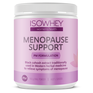Isowhey Menopause Support supplement container on a white background