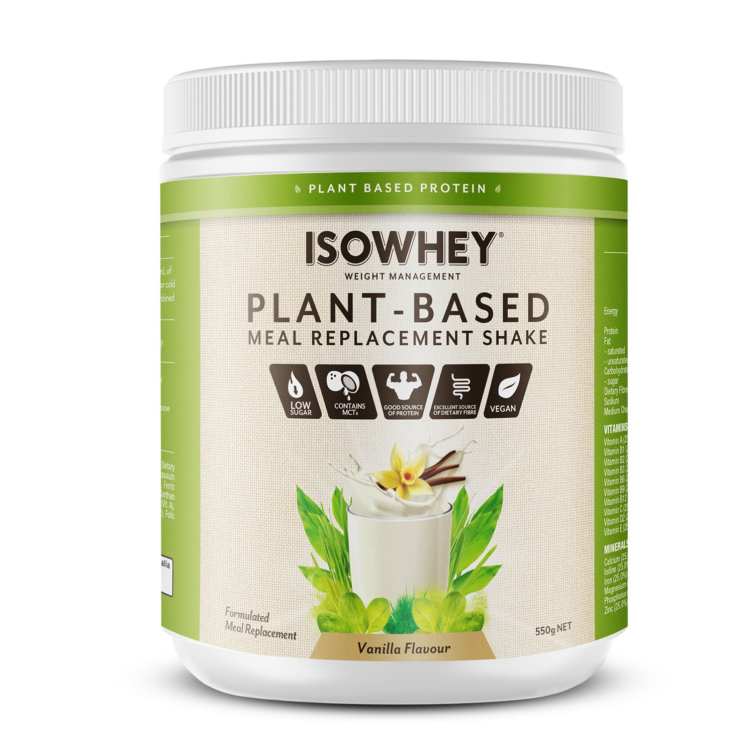 IsoWhey Plant-Based Meal Replacement Shake Vanilla 550g