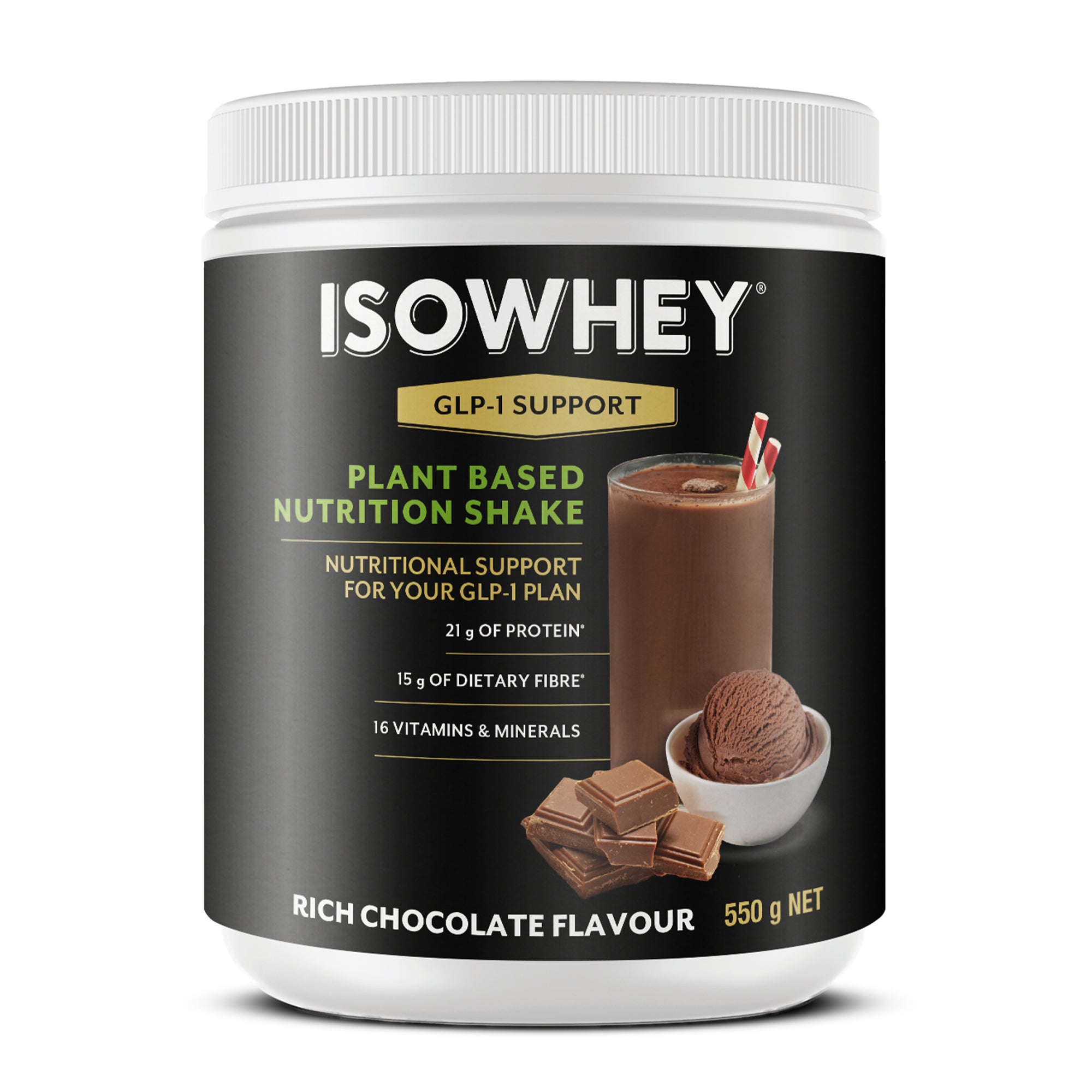 GLP-1 Support Plant-Based Nutrition Shake Chocolate 550g