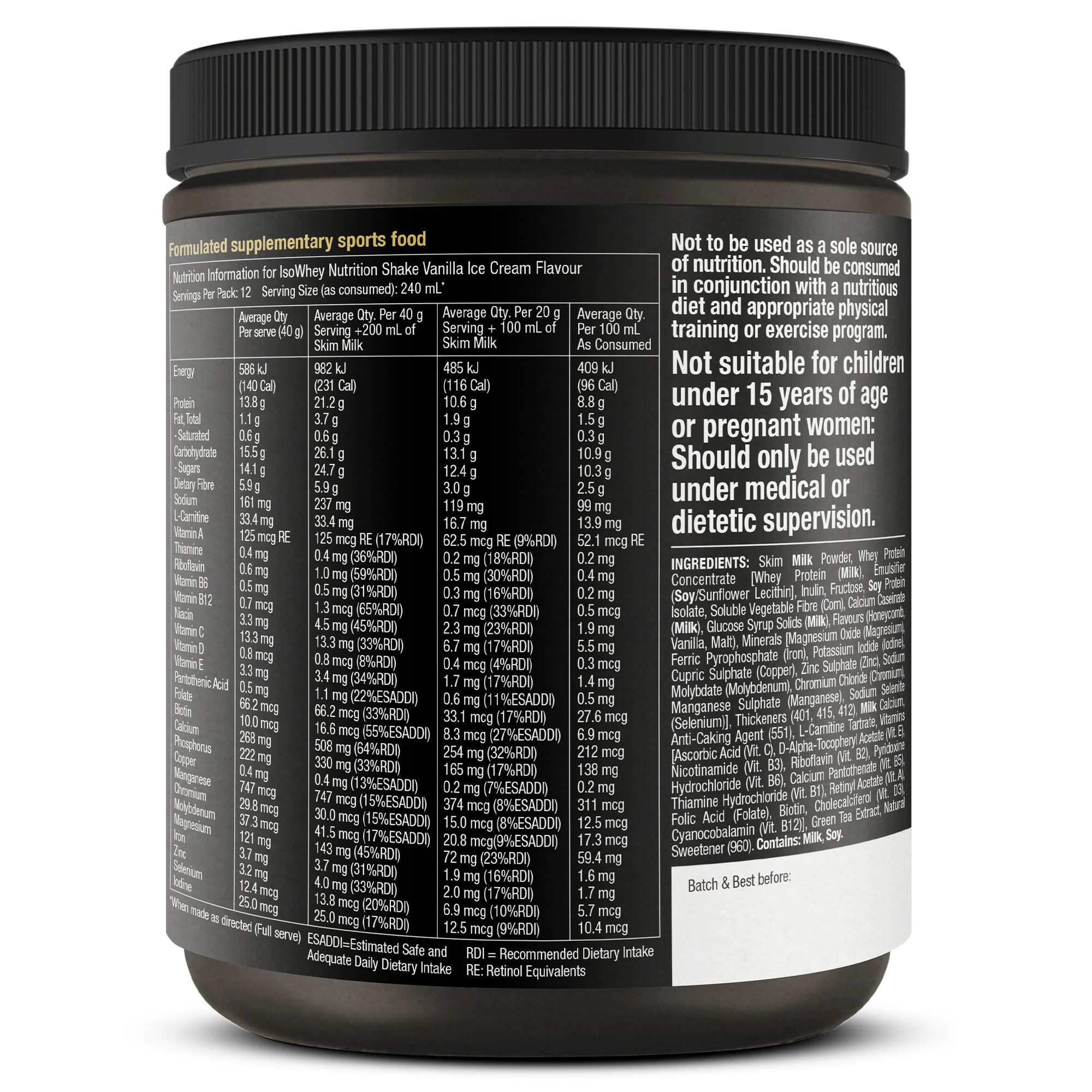 GLP-1 Nutrition Shake Vanilla Ice Cream Flavour 480g