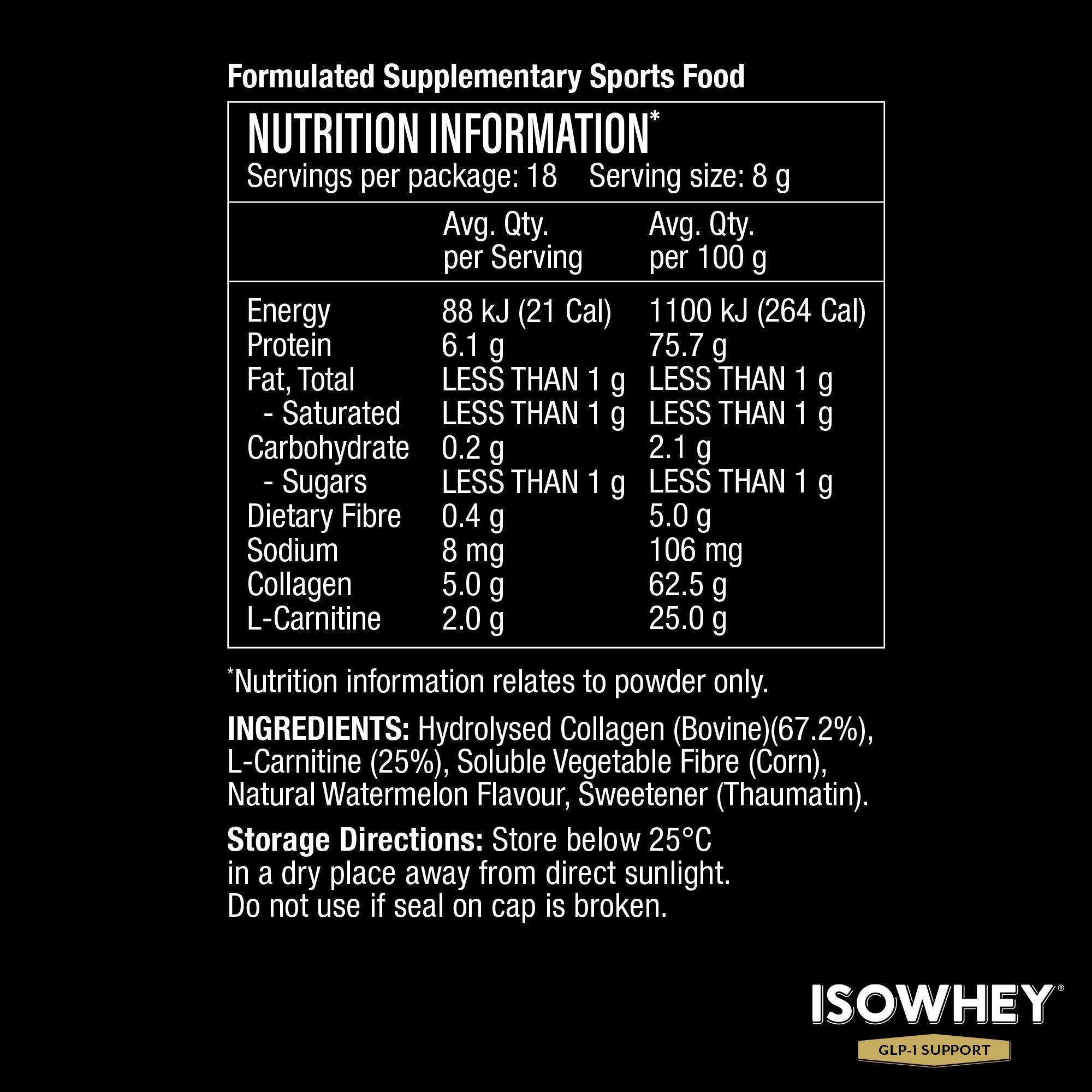 IsoWhey GLP-1 Support Collagen + L-Carnitine Powder 150g IsoWhey GLP-1 Support Collagen + L-Carnitine Powder 150g
