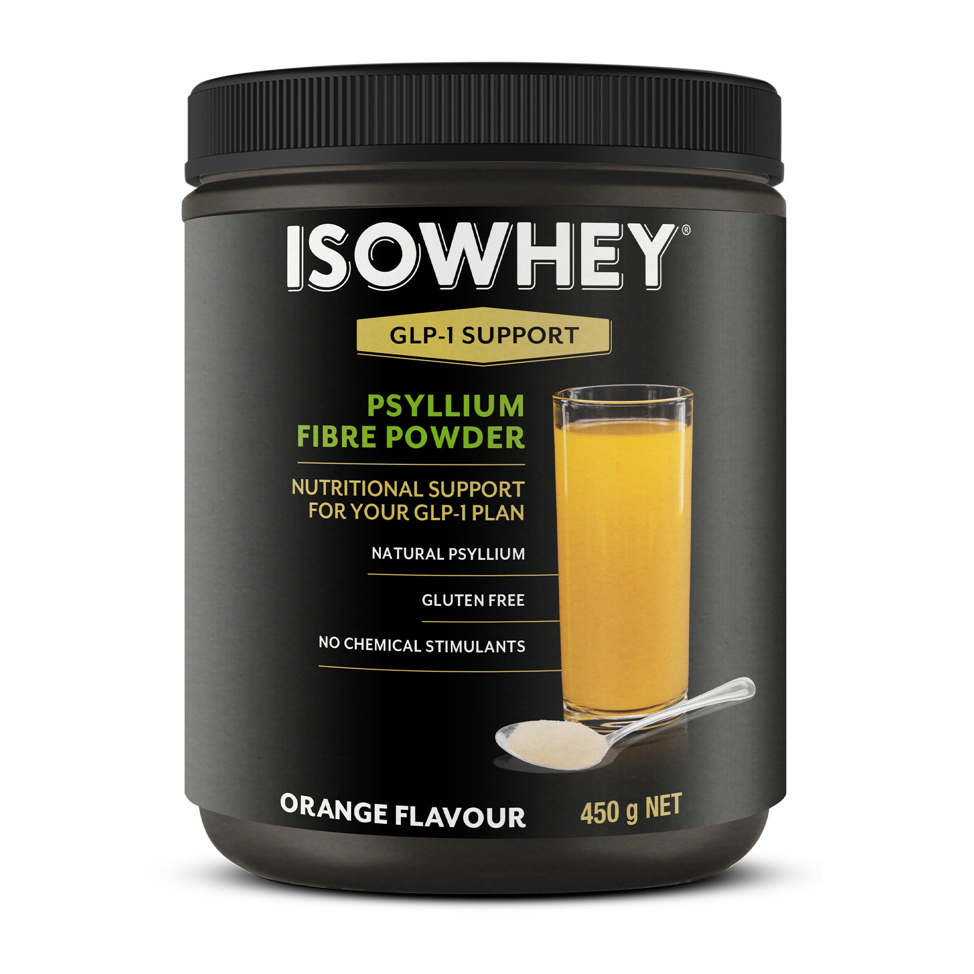 IsoWhey GLP-1 Support Psyllium Fibre Powder 450g Orange Flavour