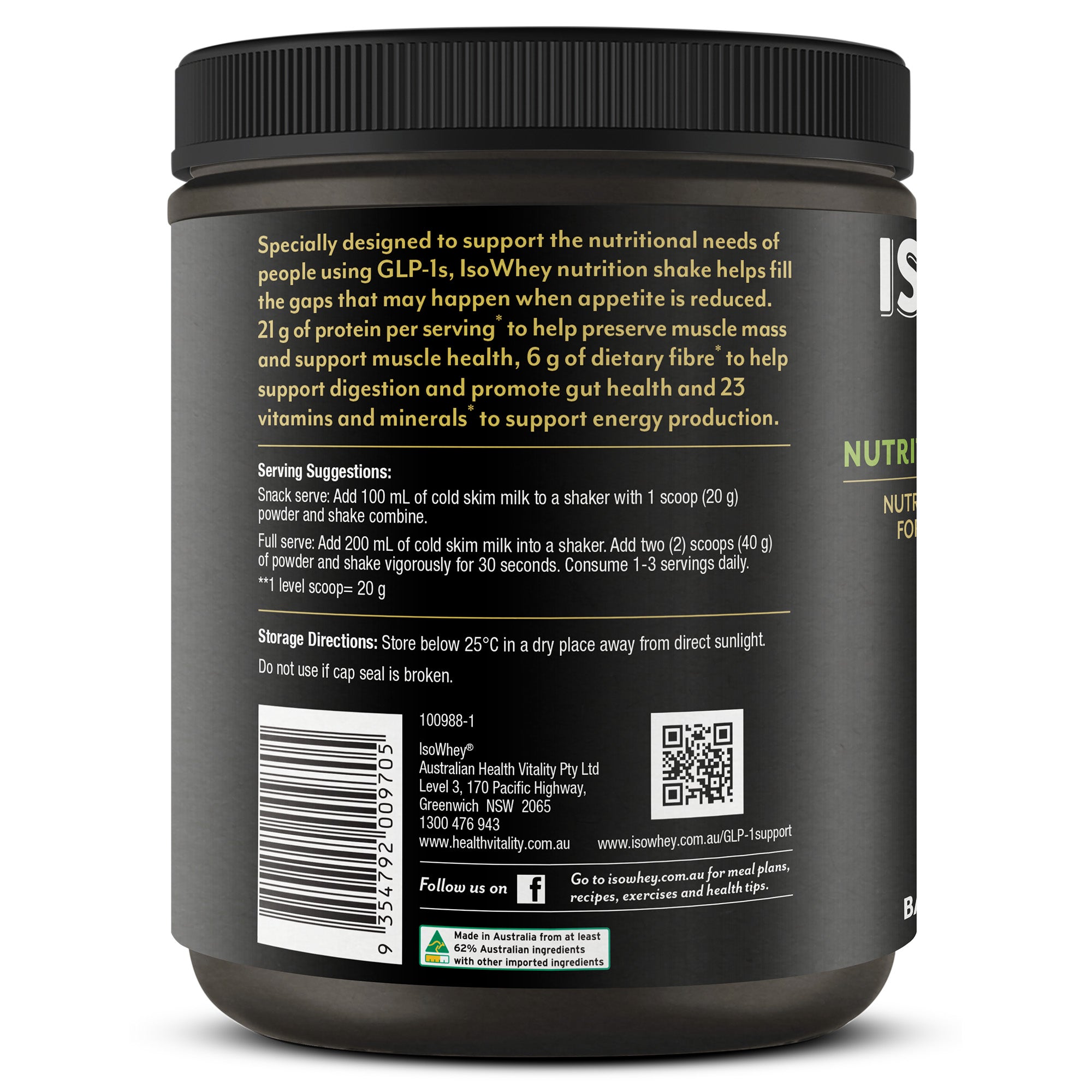 Isowhey GLP-1 Support Shake Banana 480g