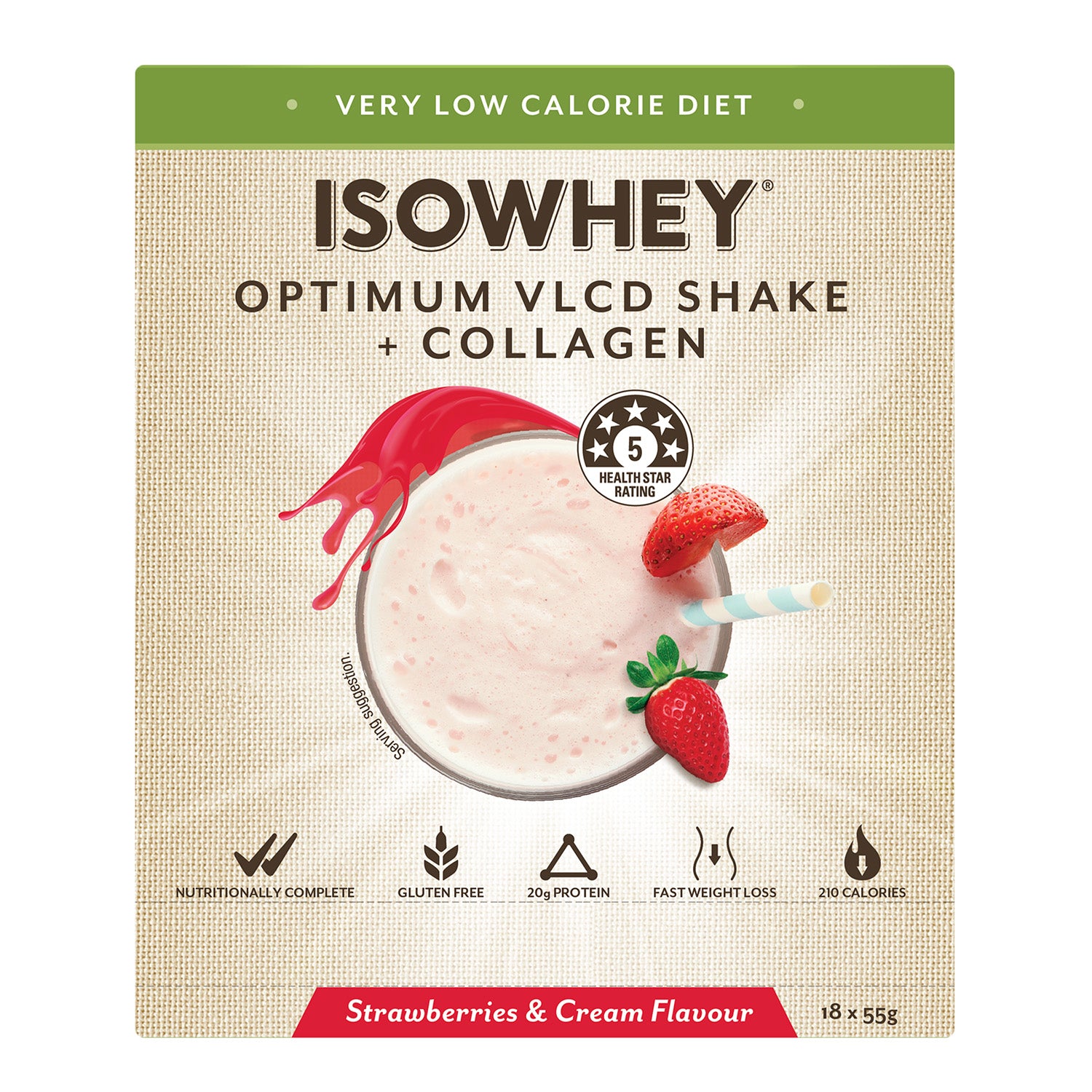 IsoWhey Optimum VLCD Strawberries & Cream 18x55g