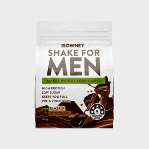 IsoWhey Shake for Men Chocolate 840g Pack Front View