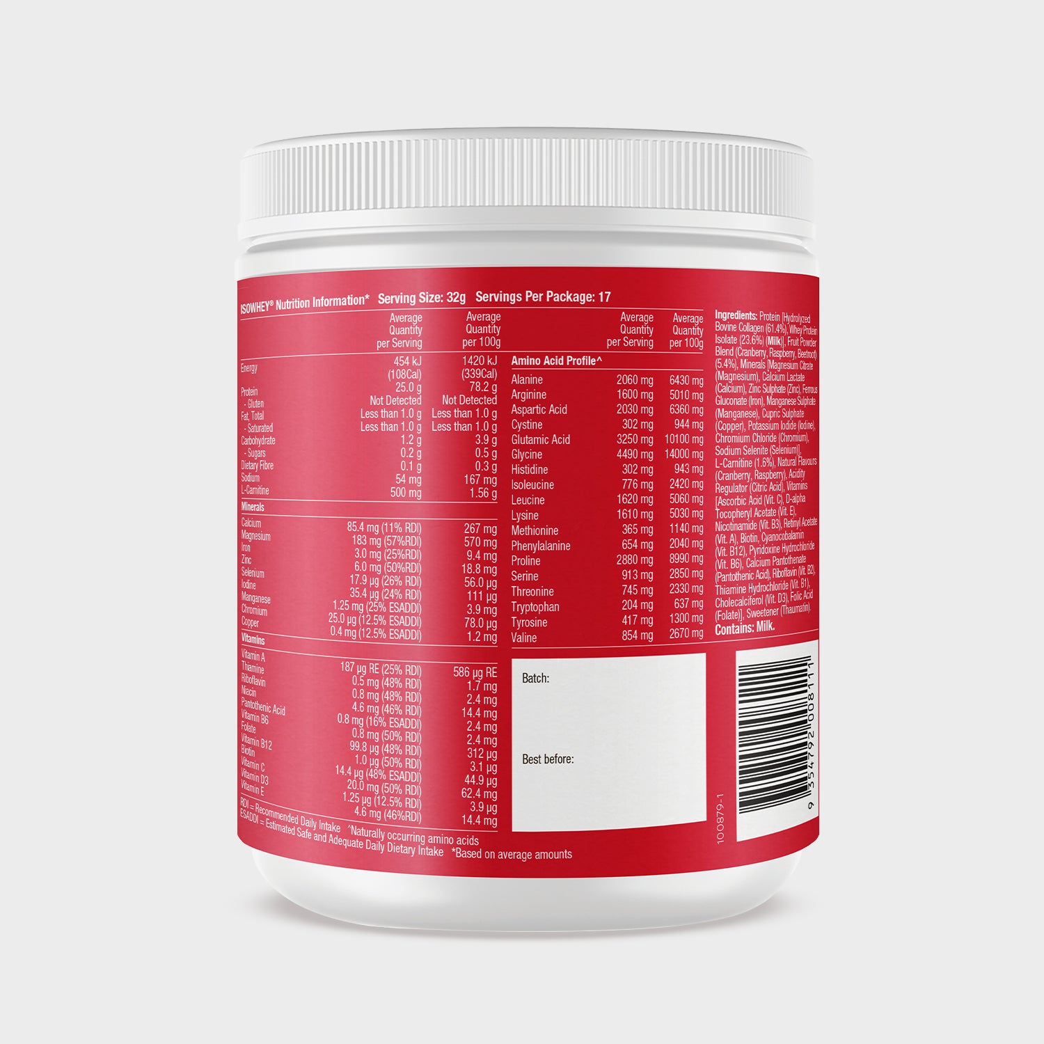 IsoWhey Clear Raspberry Cranberry 550g