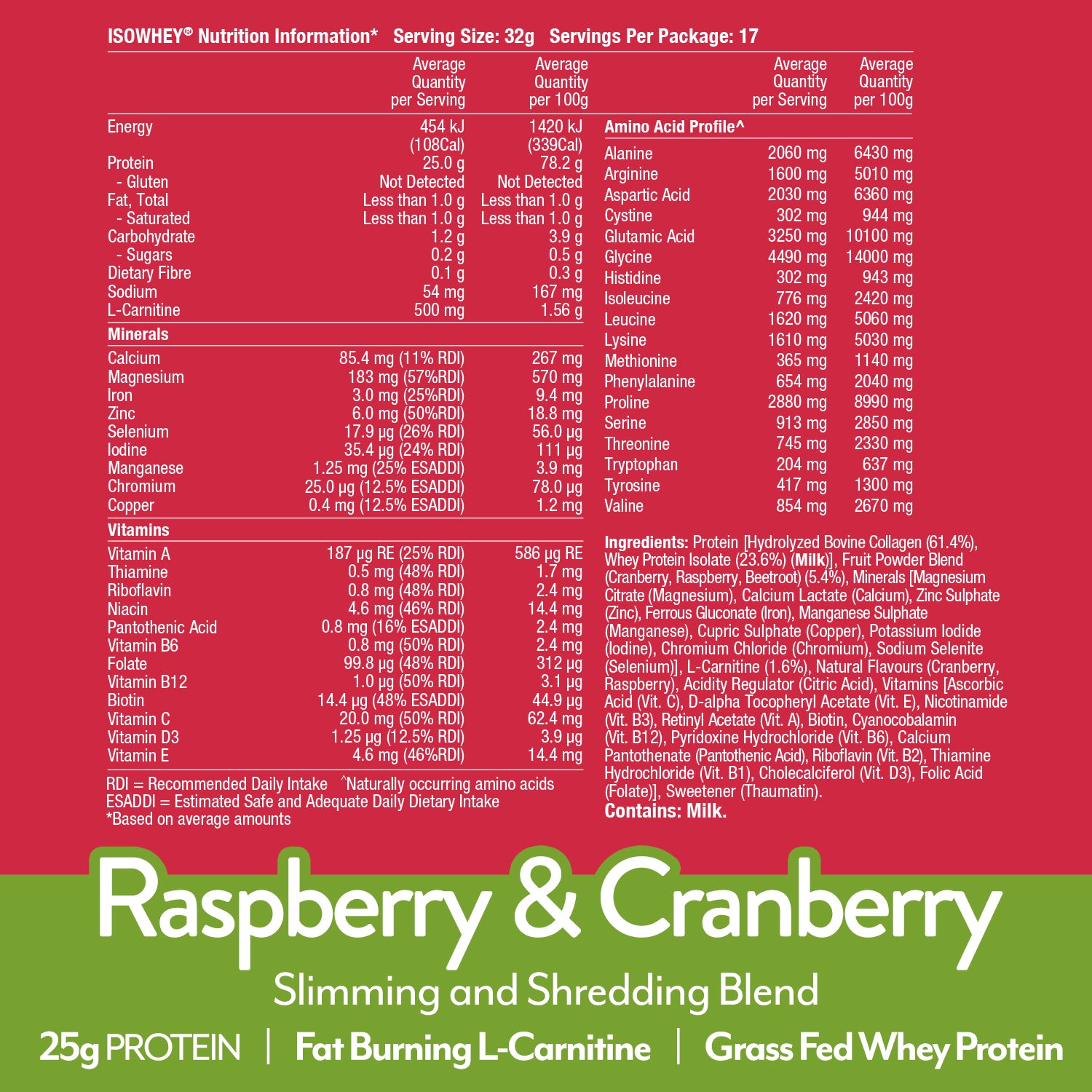 IsoWhey Clear Raspberry Cranberry 550g