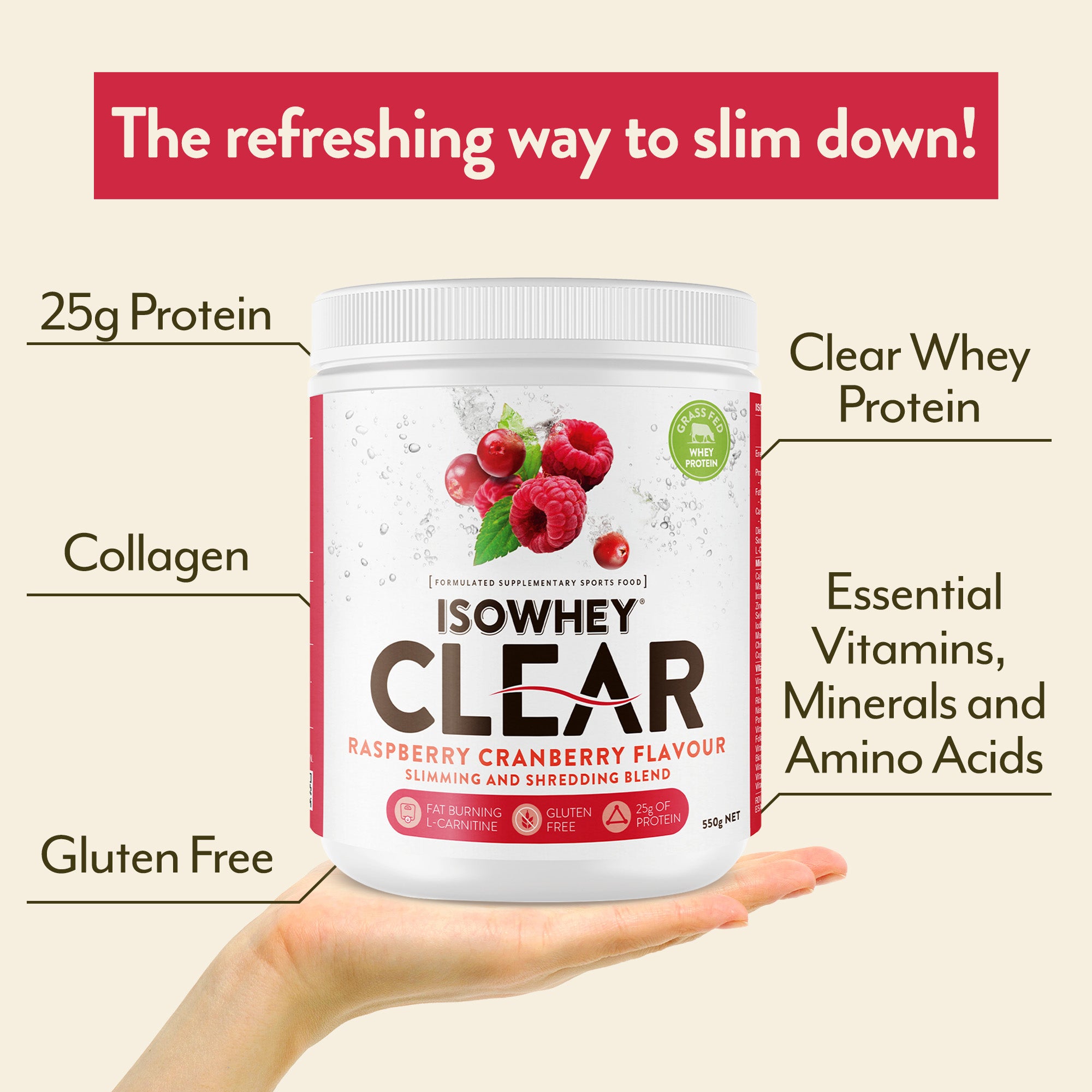 IsoWhey Clear Raspberry Cranberry 550g