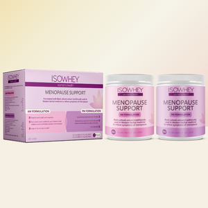 ISOWHEY Menopause Support product packaging on a white background