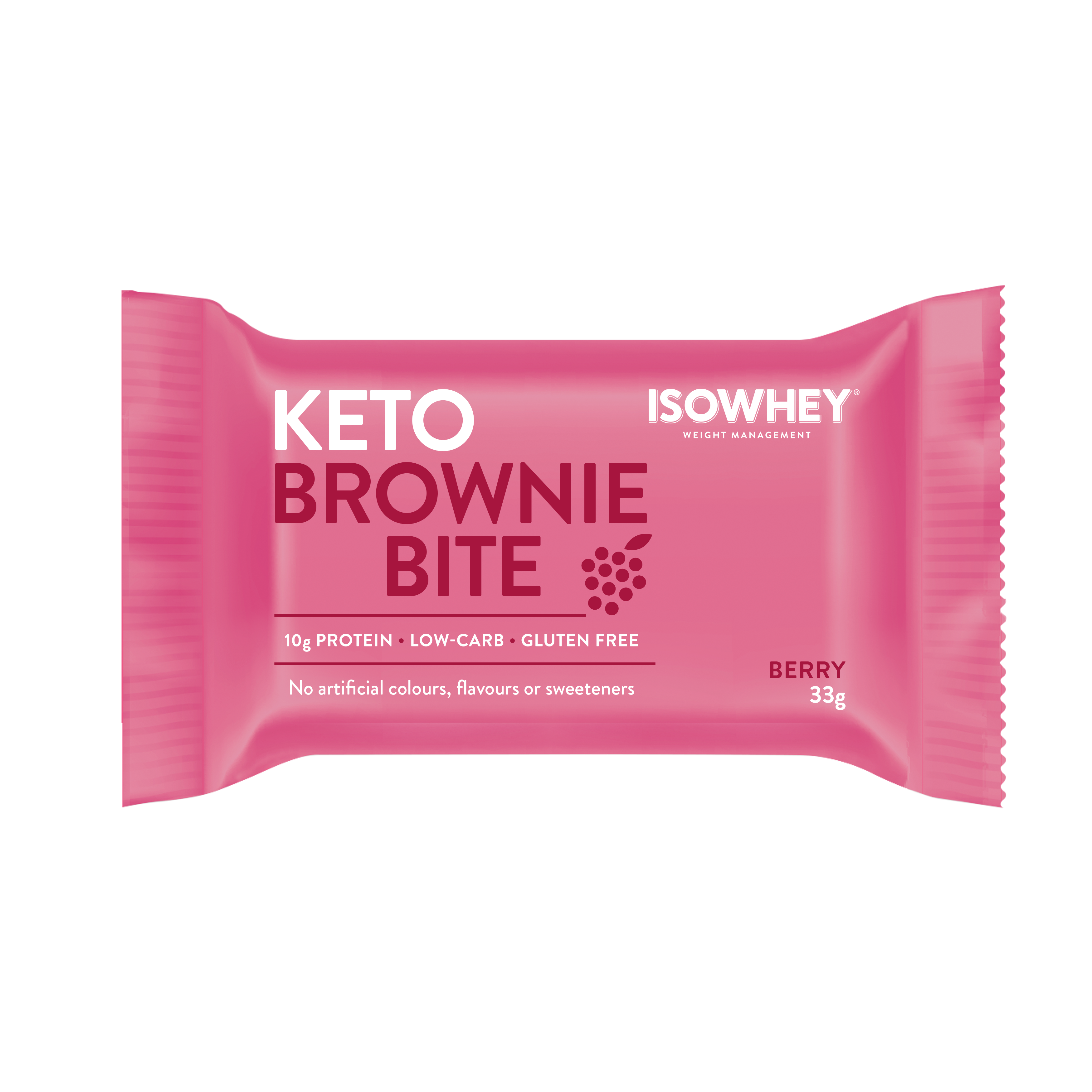 IsoWhey Keto Brownie Bite: Berry in single pillow pack 33G