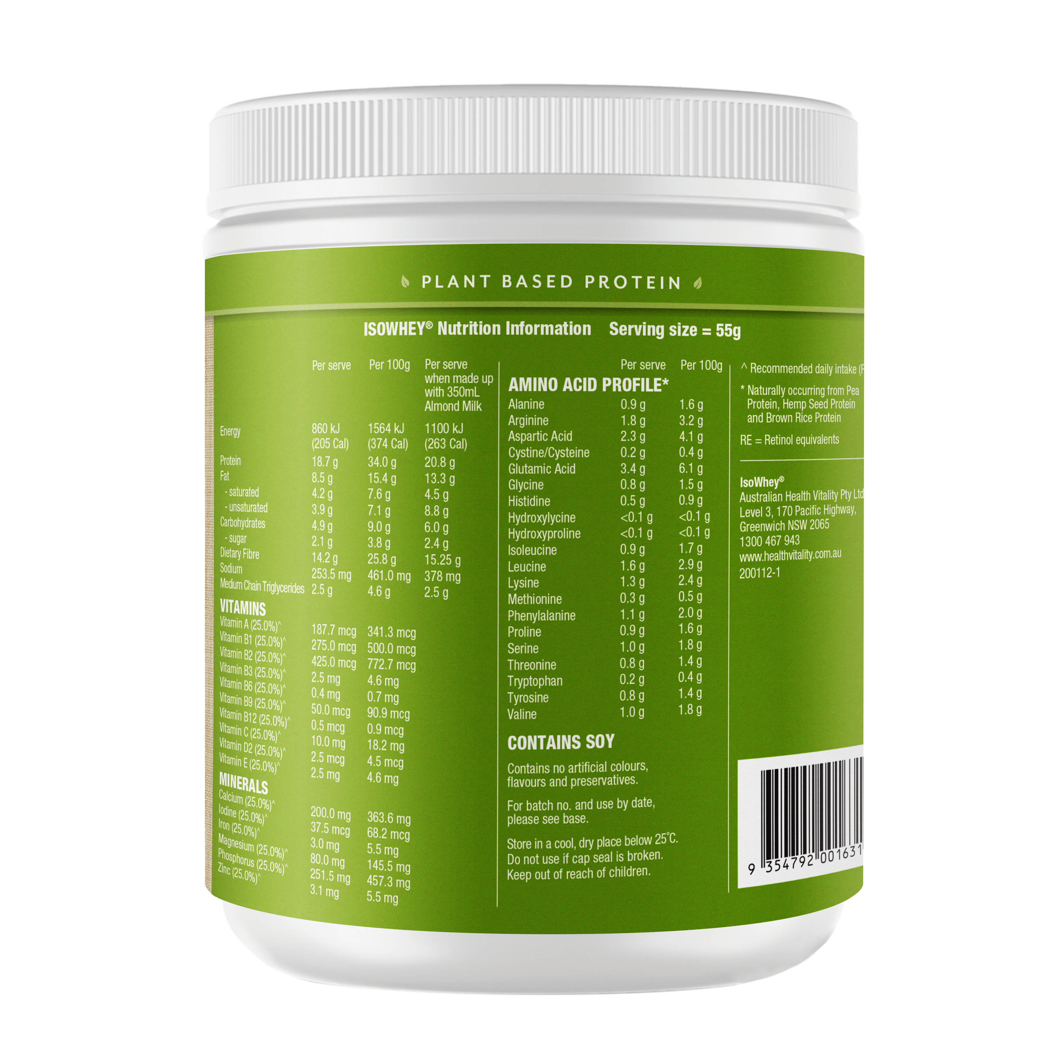 IsoWhey Plant-Based Meal Replacement shakes - 550g packs - Chocolate and Vanilla flavors side by side.