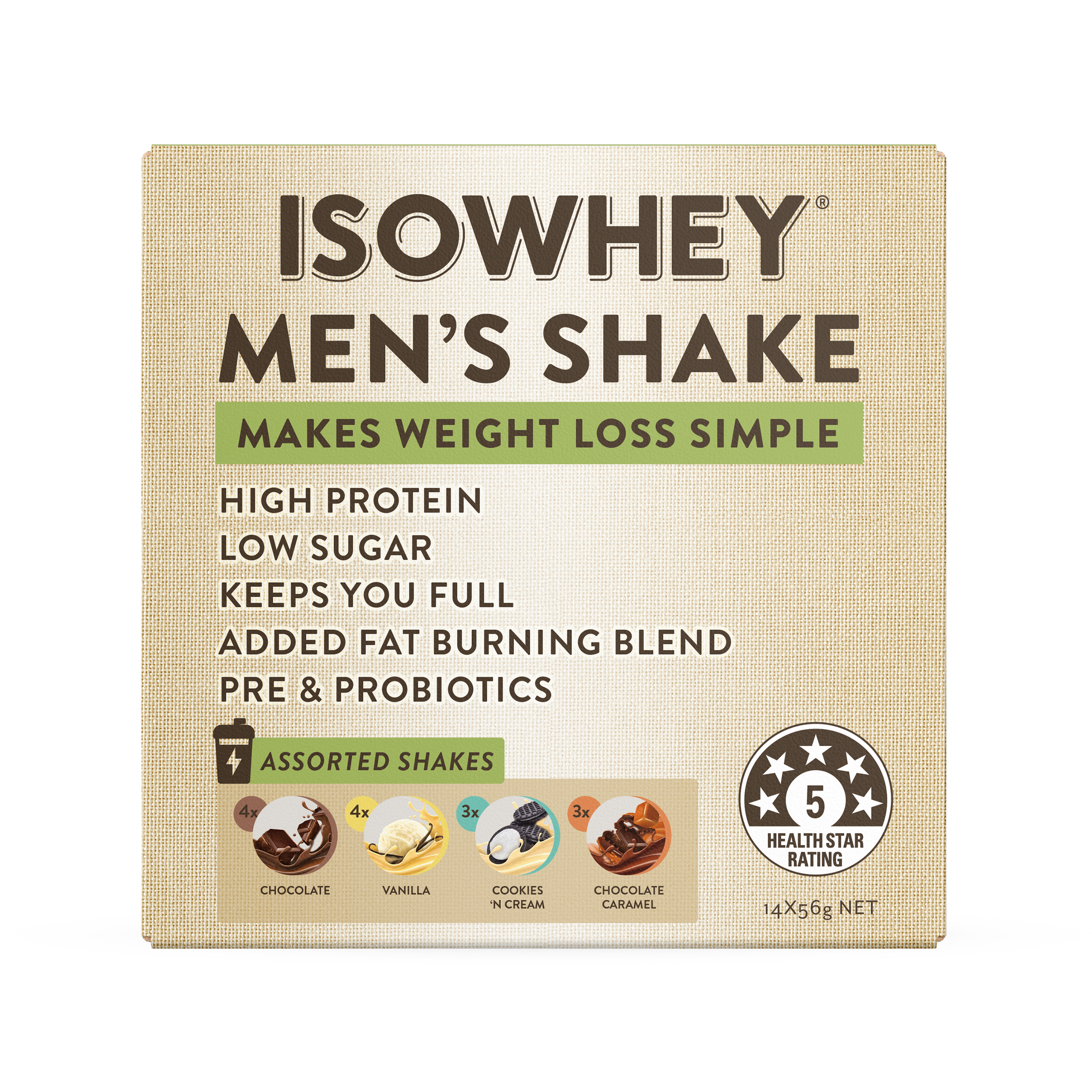 IsoWhey Men's Shake Assorted Pack 14 x 56g