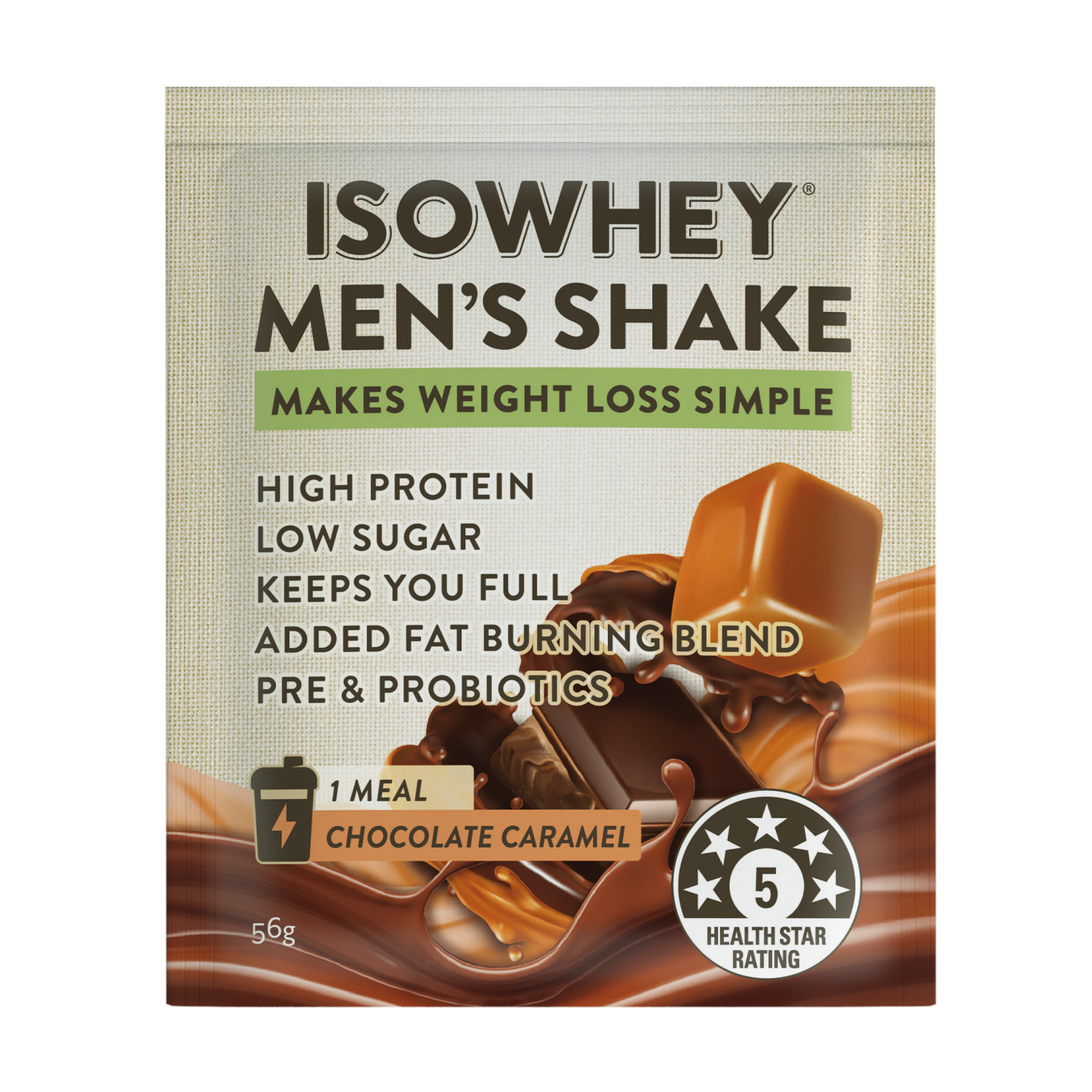 IsoWhey Men's Shake Choc Caramel 56g