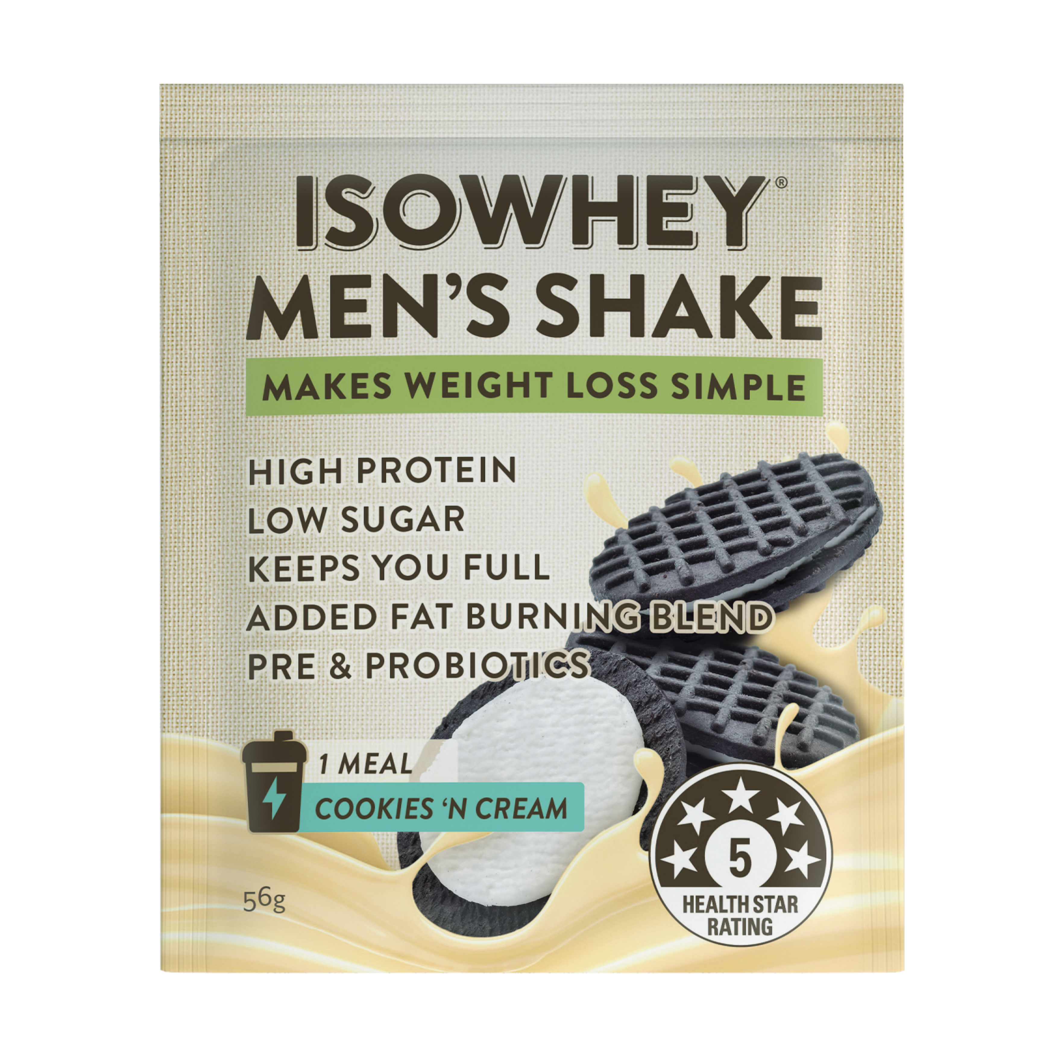 IsoWhey Men's Shake Cookies & Cream 56g