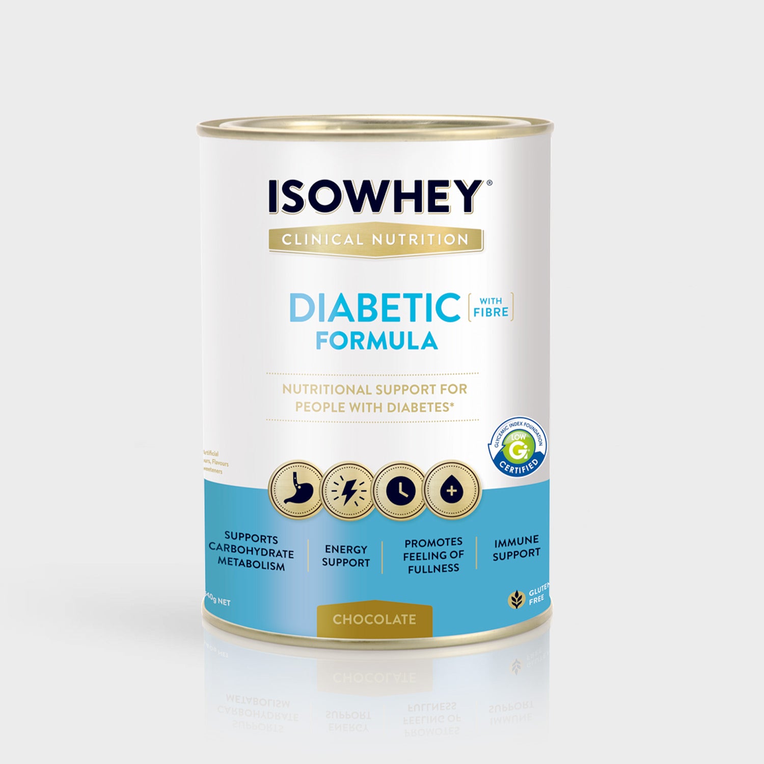 IsoWhey Clinical Nutrition Diabetic Formula Chocolate designed to support sugar metabolism