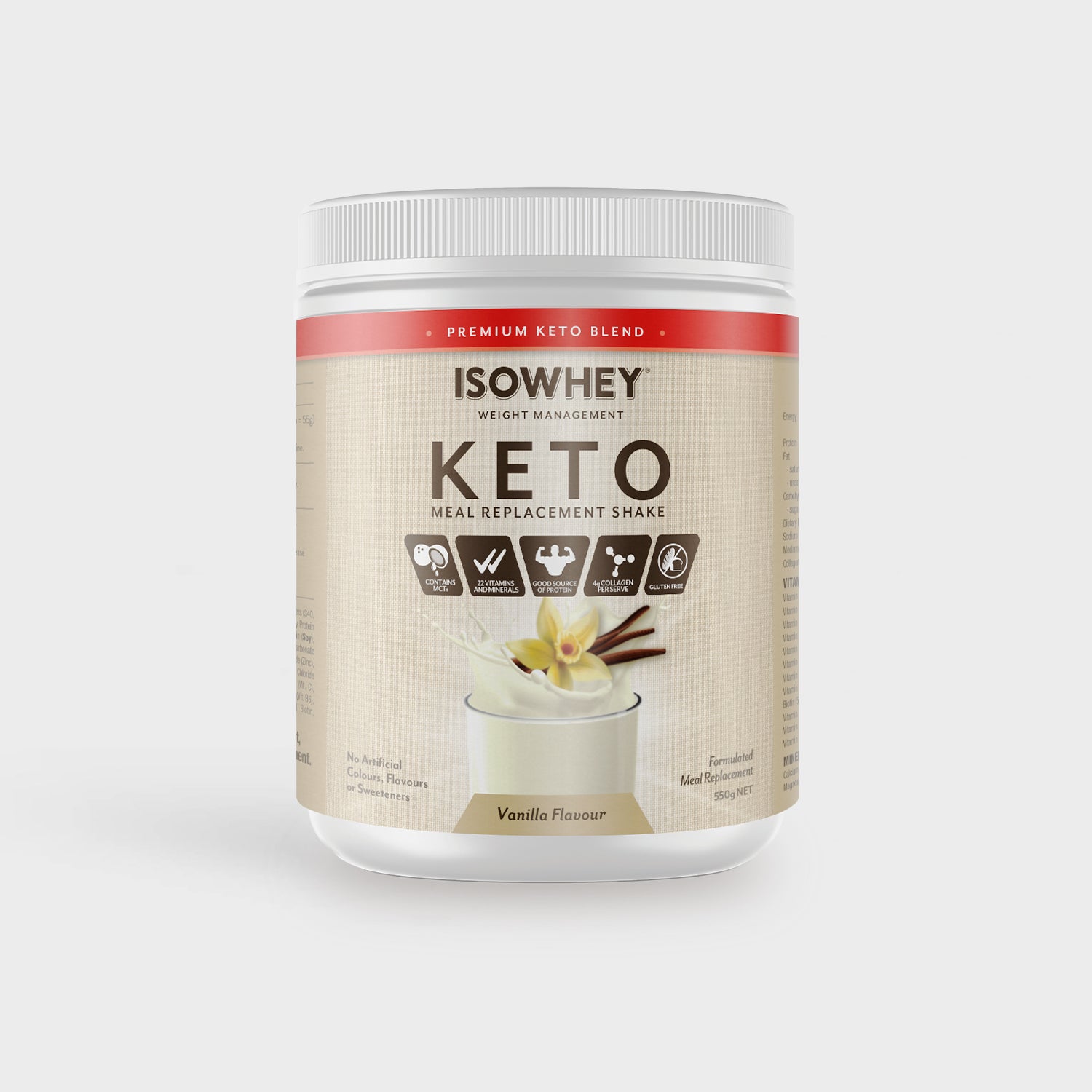 IsoWhey Keto Meal Replacement Shake Vanilla 550g