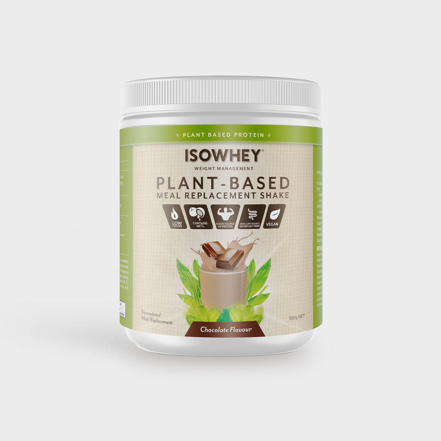 IsoWhey Plant-Based Meal Replacement Shake 550g - Chocolate Flavour  with naturally sourced vitamins!