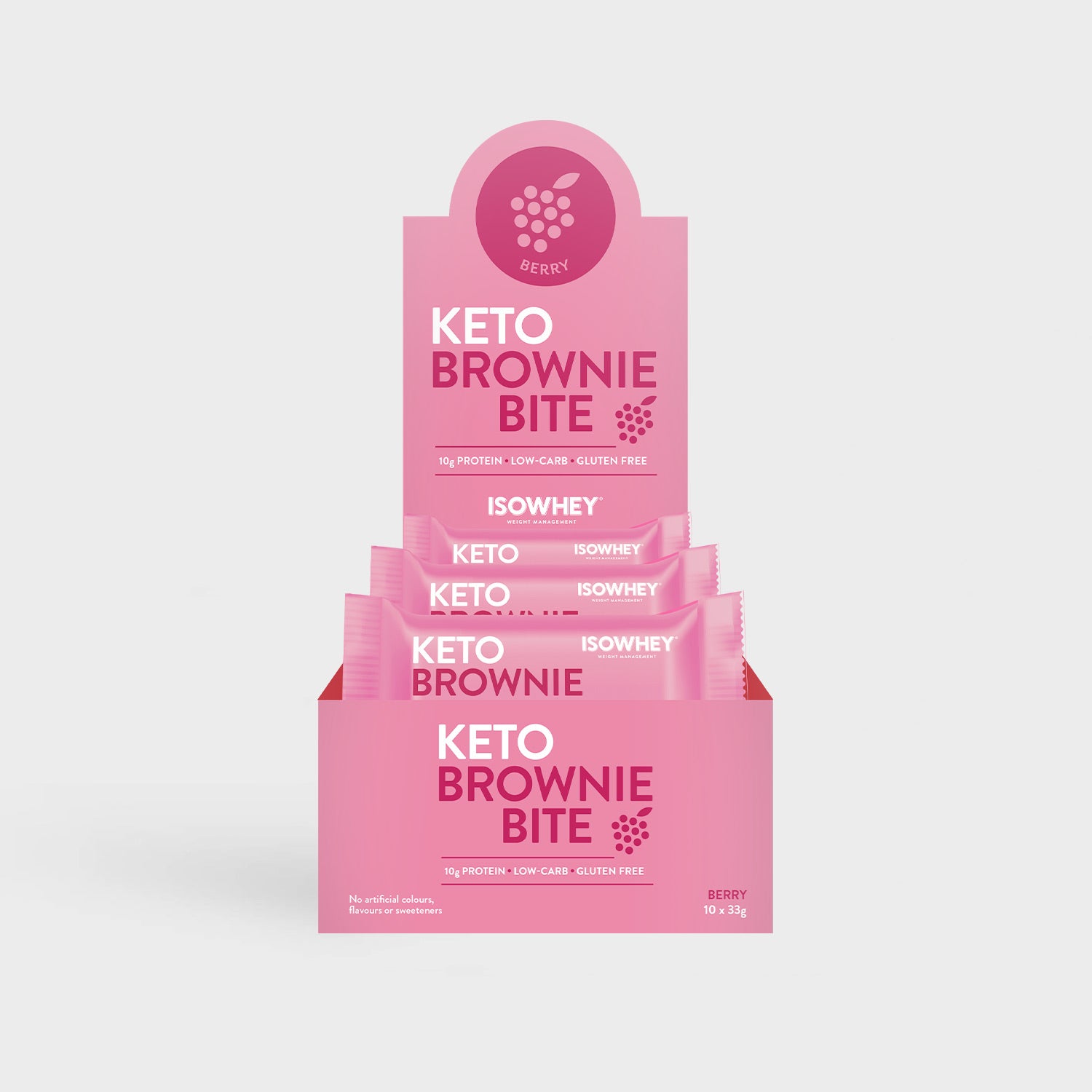 IsoWhey Keto Brownie Bite: Berry in Display box