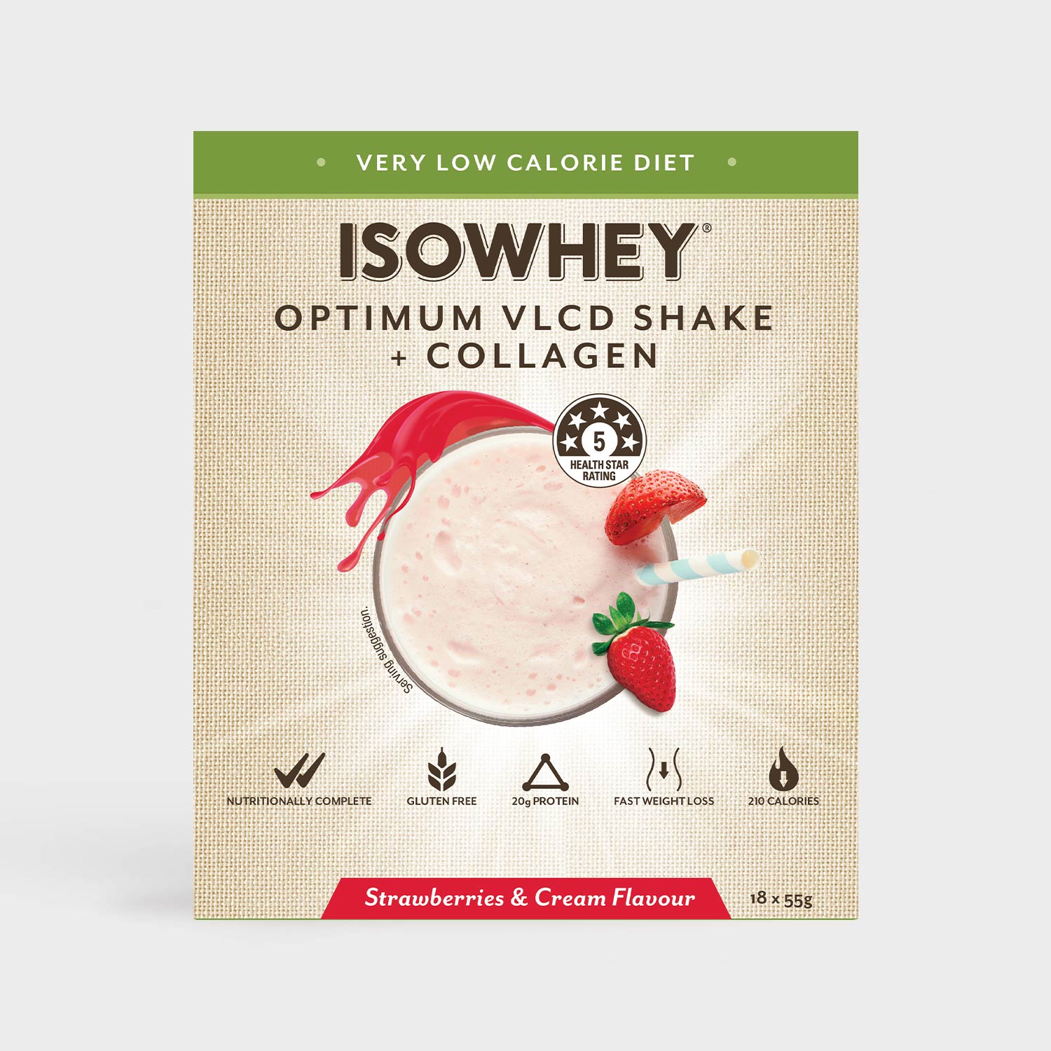 IsoWhey Optimum VLCD Strawberries & Cream 18x55g