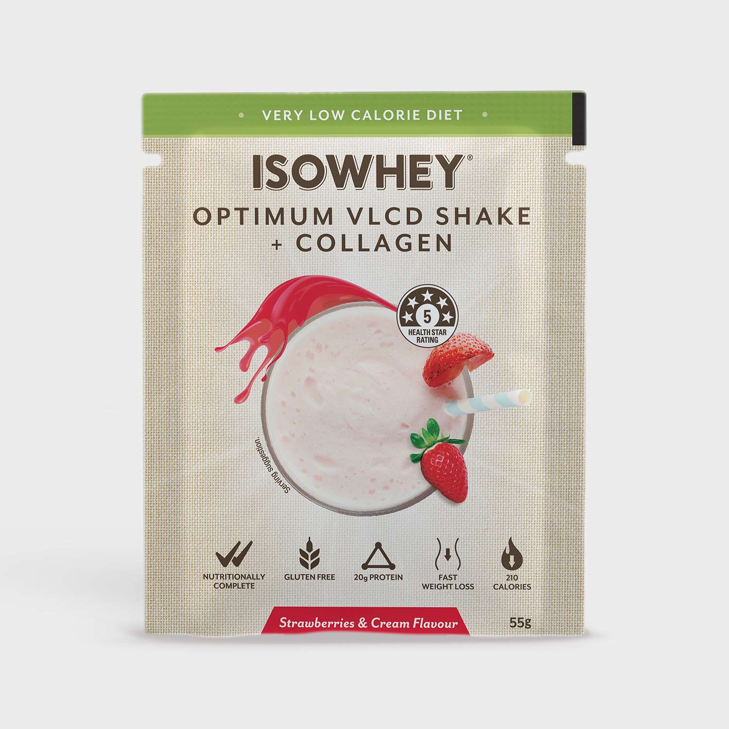 IsoWhey Optimum VLCD Strawberries & Cream one sachet 55 grams
