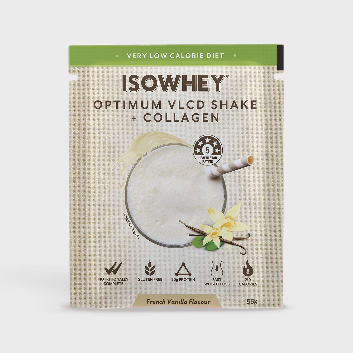 IsoWhey Optimum VLCD Shake French Vanilla one sachet 55 grams