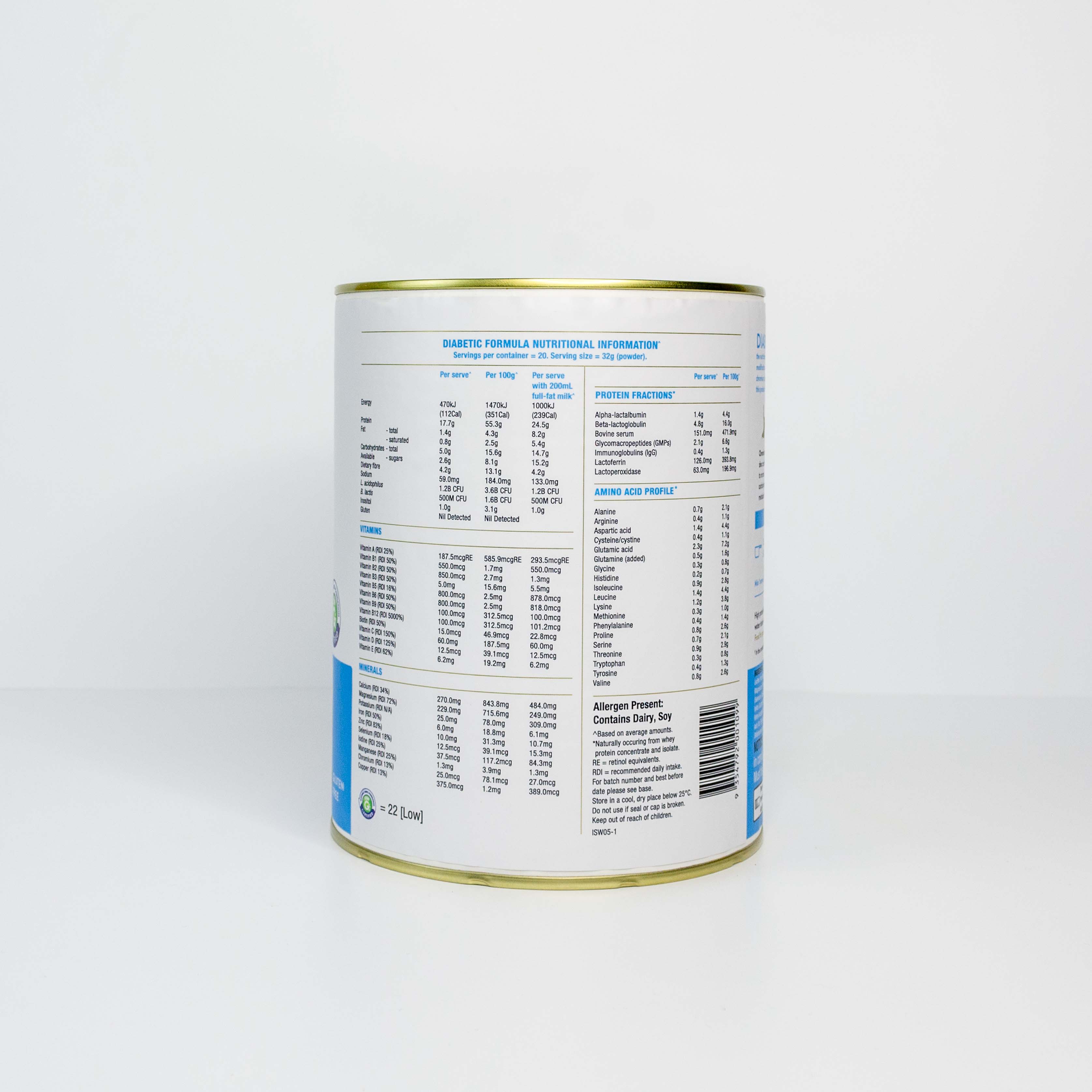 Side view of an IsoWhey Clinical Nutrition Diabetic Formula Chocolate 